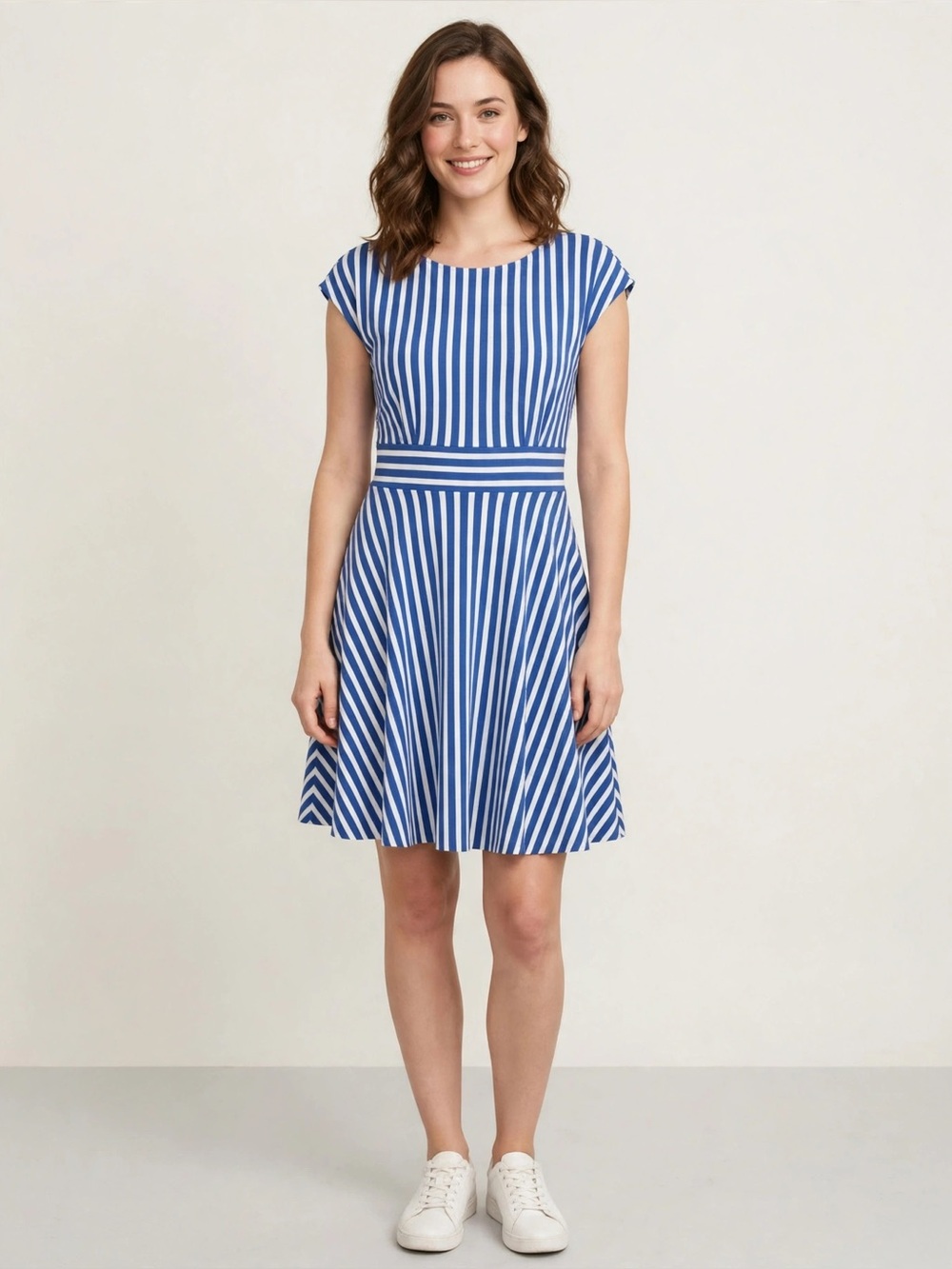 kate spade Blue & White Striped Fit-and-Flare Dress
